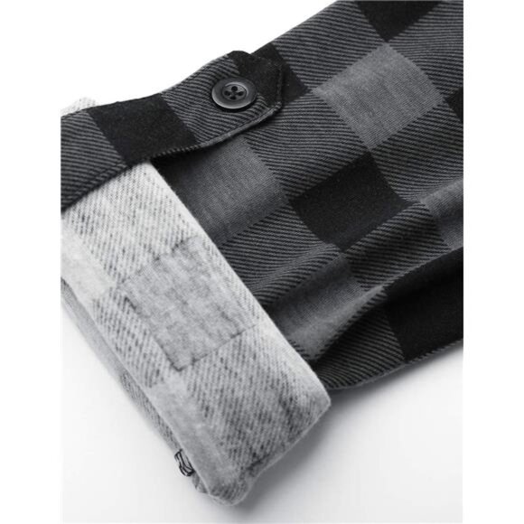 Womens Soft Stretchy Knit Plaid Shirts - Roll‎ Up Long Sleeve Collared Blouses - Picture 5 of 7